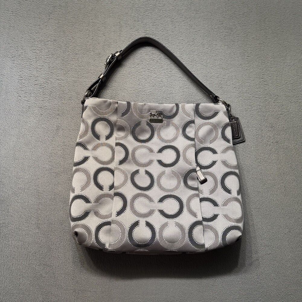 Coach Madison Isabelle 21213 Women’s Gray Dotted OP Art Outline Shoulder Purse